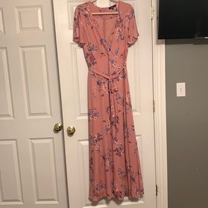 Lulu’s Fiorire Rusty Rose Floral Print Wrap Maxi Dress - Rusty Rose Floral Print